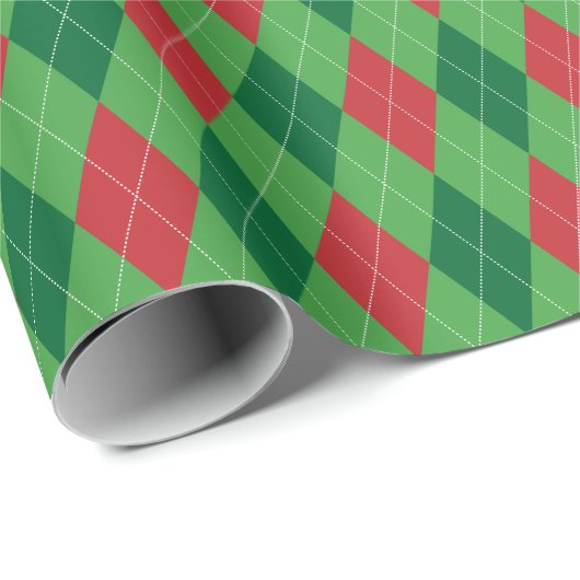 Groot rood en groen argyle-cadeaupapier cadeaupapier (Rol Hoek)