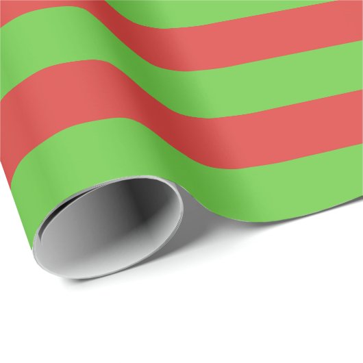 Groot Rood en Groen Strepen Verpakkend Document Cadeaupapier (Rol Hoek)