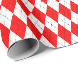 Groot rood en wit Argyle-cadeaupapier Cadeaupapier