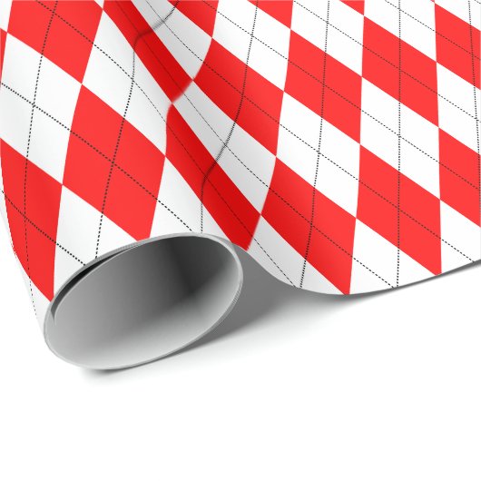 Groot rood en wit Argyle-cadeaupapier Cadeaupapier (Rol Hoek)