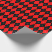 Groot rood en zwart Argyle-cadeaupapier Cadeaupapier (Hoek)
