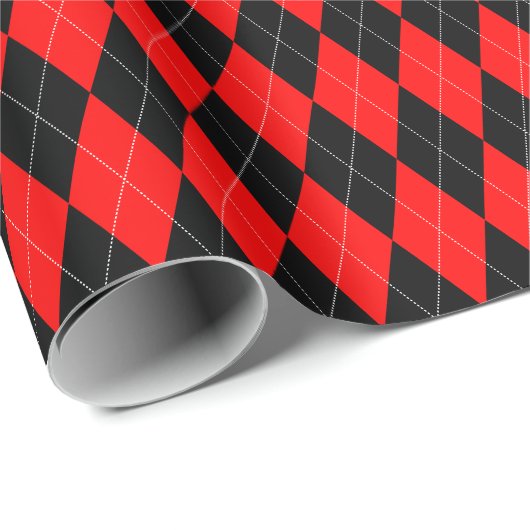 Groot rood en zwart Argyle-cadeaupapier Cadeaupapier (Rol Hoek)