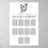 Groot Rood Floral Crest 10-Tabel Zitkuur Poster (Voorkant)
