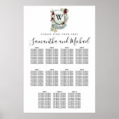 Groot Rood Floral Crest 11-Tabel Poster (Voorkant)