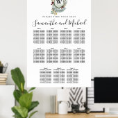 Groot Rood Floral Crest 11-Tabel Poster (Thuiskantoor)