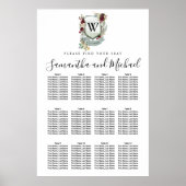 Groot Rood Floral Crest 12-Tabel Zitkuur Poster (Voorkant)