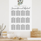 Groot Rood Floral Crest 12-Tabel Zitkuur Poster (Keuken)