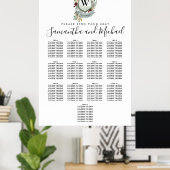 Groot Rood Floral Crest 13-Tabel Zitkuur Poster (Thuiskantoor)