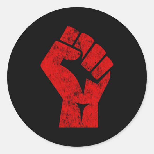 groot rood gehesen eerste groet van eenheid solida ronde sticker (Voorkant)