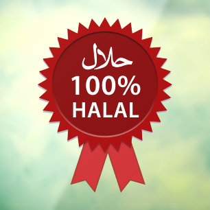 Groot Rood Halal Voedsel Bord Zakelijk Raam Sticke Raamsticker