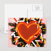 groot rood hart, liefde briefkaart (Voorkant / Achterkant)