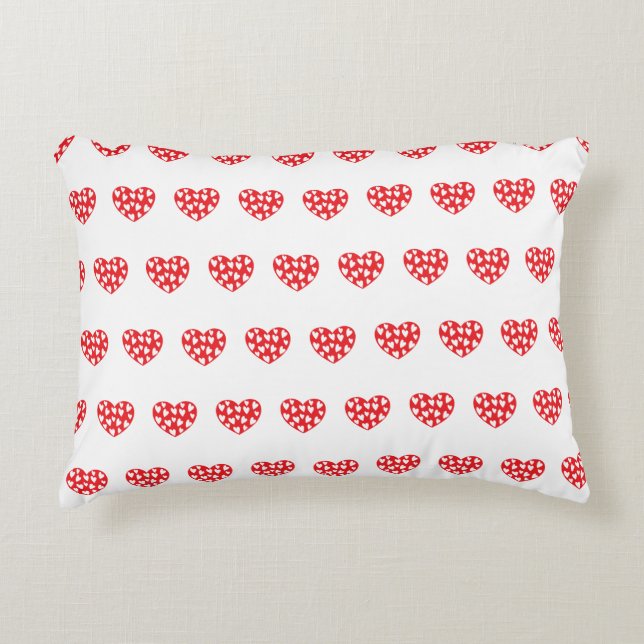 Groot rood hart met weinig hart accent kussen (Voorkant)