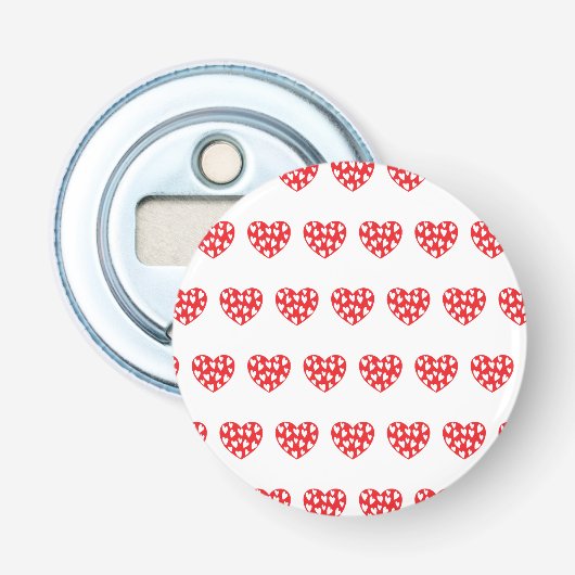 Groot rood hart met weinig hart button flesopener (Voorkant)