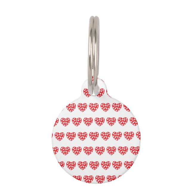 Groot rood hart met weinig hart huisdierpenning (Voorkant)