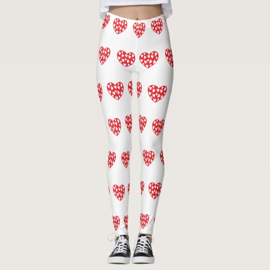 Groot rood hart met weinig hart leggings (Voorkant)