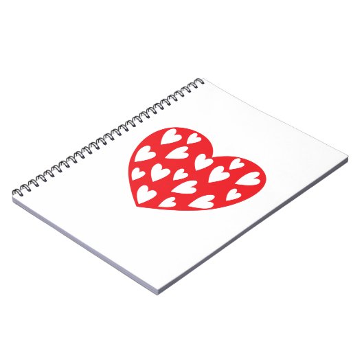 Groot rood hart met weinig hart notitieboek (Linkerzijde)