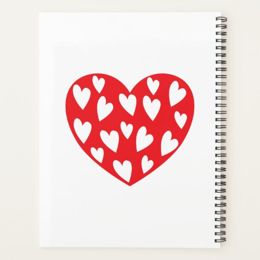 Groot rood hart met weinig hart planner (Achterkant)