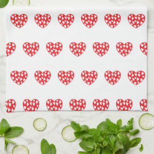 Groot rood hart met weinig hart theedoek