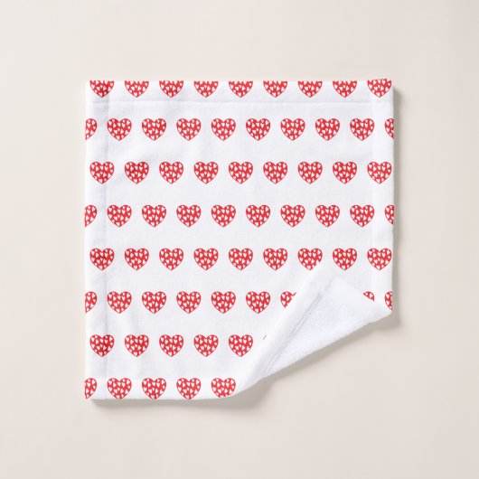 Groot rood hart met weinig hart washandje (Wasdoekje)