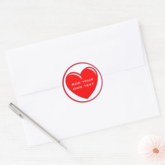 Groot Rood Hart op Stickers (Envelop)
