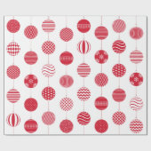 Groot rood kerstbal patroon inpakpapier (Vlak)
