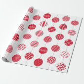 Groot rood kerstbal patroon inpakpapier (Uitgerold)