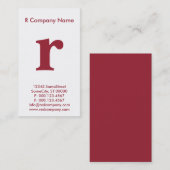 groot rood monogram visitekaartje (Voorkant / Achterkant)