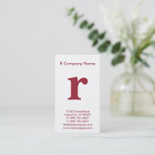 groot rood monogram visitekaartje (Staand voorkant)