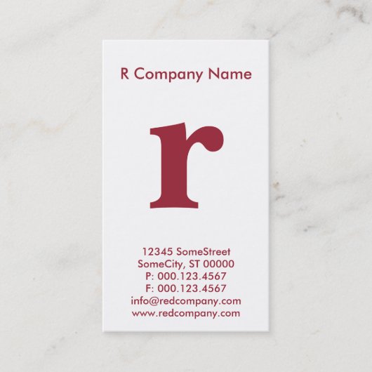 groot rood monogram visitekaartje (Voorkant)