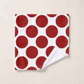 Groot Rood Stippenpatroon op Witte Retro Minimalis Bad Handdoek (Wasdoekje)