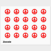 Groot rood vredesteken ronde sticker (Vel)