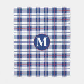Groot, Rood, Wit & Blauw Monogram Plaid Fleece Deken (Voorkant)