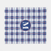 Groot, Rood, Wit & Blauw Monogram Plaid Fleece Deken (Voorkant (Horizontaal))