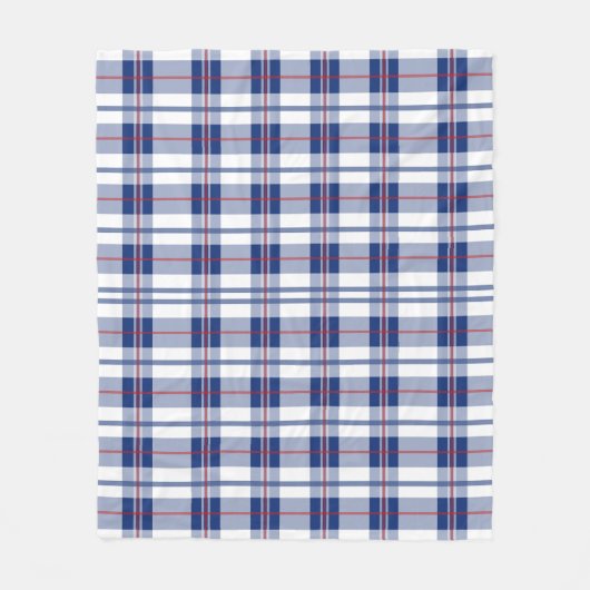 Groot, Rood, Wit & Blauw Plaid Fleece Deken (Voorkant)