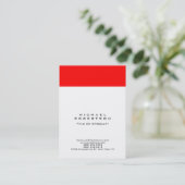 Groot Rood Wit Monogram Professioneel Minimalistis Visitekaartje (Staand voorkant)