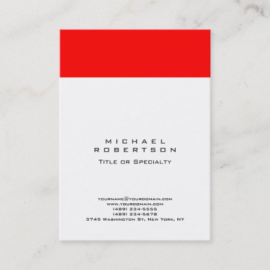 Groot Rood Wit Monogram Professioneel Minimalistis Visitekaartje (Voorkant)