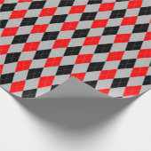 Groot rood, zwart en grijs argyle-cadeaupapier cadeaupapier (Hoek)
