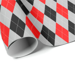 Groot rood, zwart en grijs argyle-cadeaupapier cadeaupapier