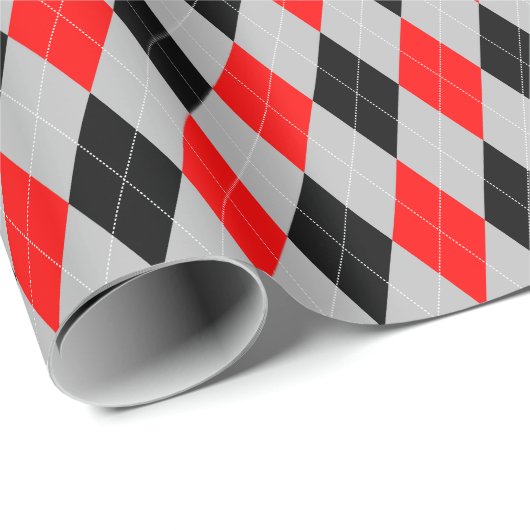 Groot rood, zwart en grijs argyle-cadeaupapier cadeaupapier (Rol Hoek)