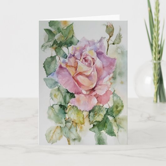 Groot Roos in Waterverven Kaart (Voorkant)