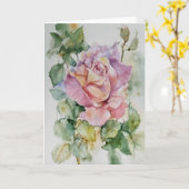 Groot Roos in Waterverven Kaart (Gele Bloem)