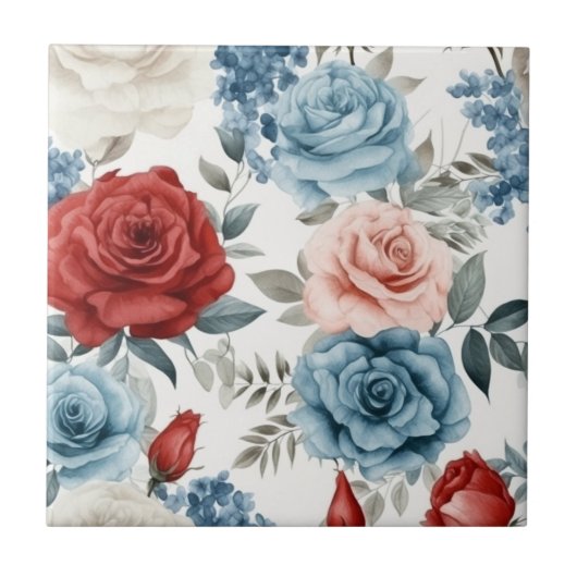 Groot Roos Tegeltje (Voorkant)