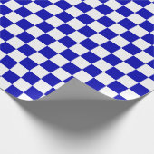 Groot Royal Blue- en White Checks Wrapping Paper Cadeaupapier (Hoek)