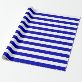 Groot Royal Blue- en White Stripes Wrapping Paper Cadeaupapier
