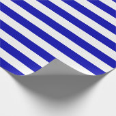 Groot Royal Blue- en White Stripes Wrapping Paper Cadeaupapier (Hoek)