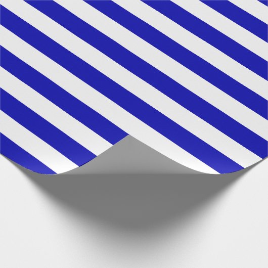 Groot Royal Blue- en White Stripes Wrapping Paper Cadeaupapier (Hoek)