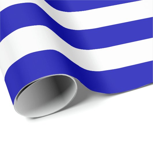 Groot Royal Blue- en White Stripes Wrapping Paper Cadeaupapier (Rol Hoek)