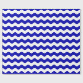 Groot Royal Blue en White Waves Wrapping Paper Cadeaupapier (Vlak)