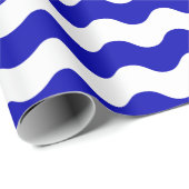 Groot Royal Blue en White Waves Wrapping Paper Cadeaupapier (Rol Hoek)