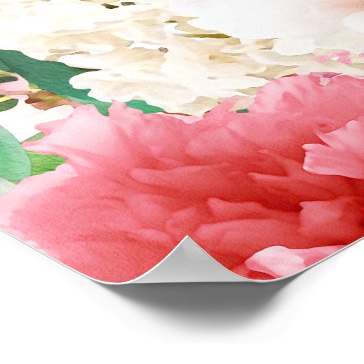 Groot roze 6-tabel weddenschapenkaart poster (Hoek)